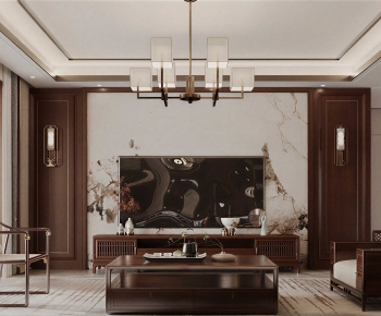 New Chinese Style A Living Room-ID:443568946