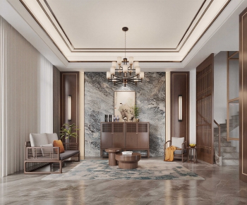 New Chinese Style A Living Room-ID:602523098