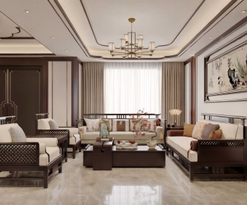 New Chinese Style A Living Room-ID:530582903