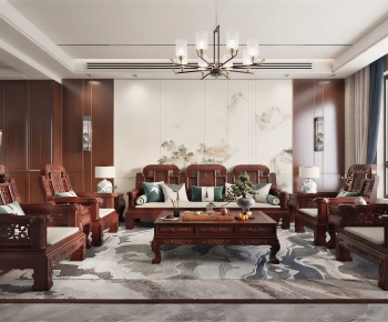 New Chinese Style A Living Room-ID:964281087