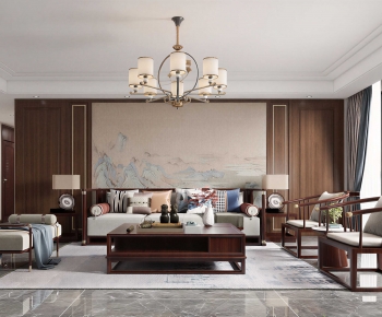 New Chinese Style A Living Room-ID:859606986