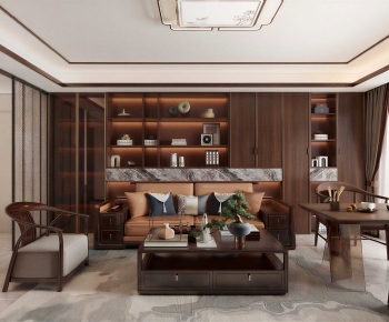 New Chinese Style A Living Room-ID:453219432