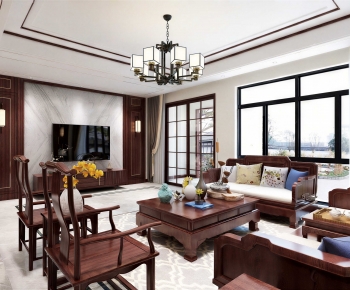New Chinese Style A Living Room-ID:456380876