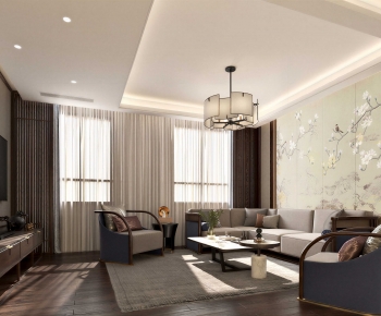 New Chinese Style A Living Room-ID:587502964