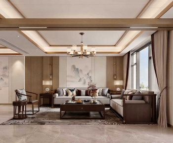 New Chinese Style A Living Room-ID:214956055