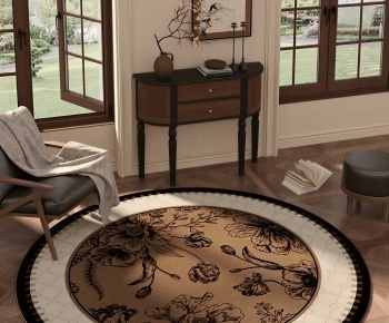 Retro Style Circular Carpet-ID:686140065