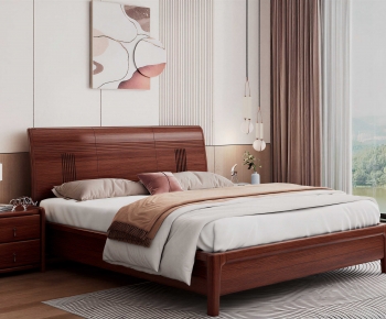 New Chinese Style Double Bed-ID:690589071