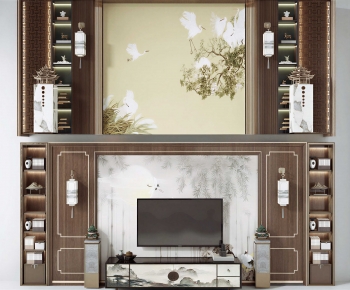 New Chinese Style TV Wall-ID:882528077