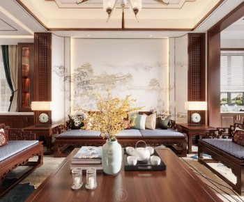 New Chinese Style A Living Room-ID:620229014