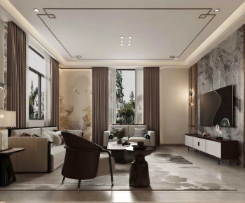 New Chinese Style A Living Room-ID:986828093