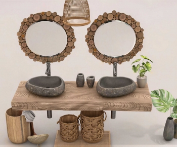 Wabi-sabi Style Bathroom Cabinet-ID:470949893