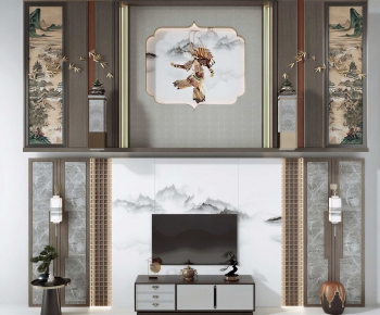 New Chinese Style TV Wall-ID:291223051