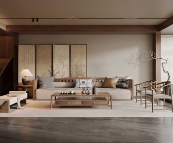 New Chinese Style A Living Room-ID:957310912