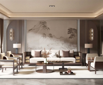 New Chinese Style A Living Room-ID:122493989