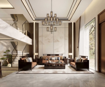 New Chinese Style A Living Room-ID:879069098