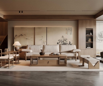 New Chinese Style A Living Room-ID:529499113