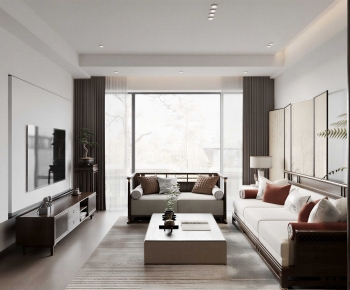 New Chinese Style A Living Room-ID:752907992