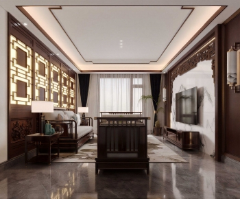 New Chinese Style A Living Room-ID:412031899