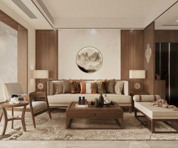 New Chinese Style A Living Room-ID:655843025