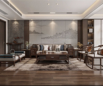 New Chinese Style A Living Room-ID:584237104
