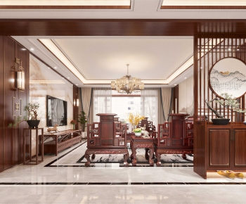 New Chinese Style A Living Room-ID:611088999