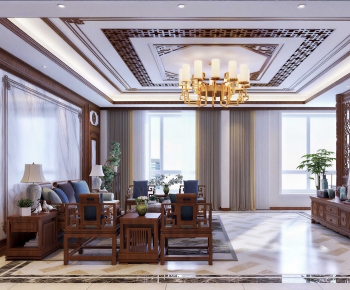 New Chinese Style A Living Room-ID:844490562