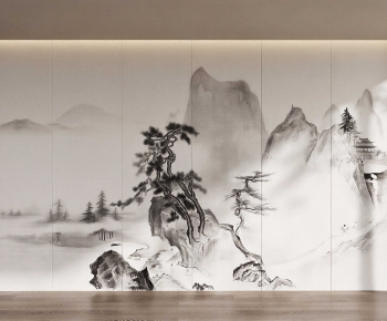 New Chinese Style TV Wall-ID:452033045