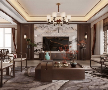 New Chinese Style A Living Room-ID:292438038