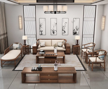 New Chinese Style A Living Room-ID:188397888