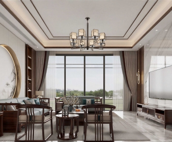 New Chinese Style A Living Room-ID:667017948