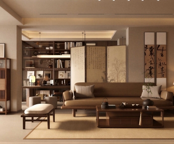 New Chinese Style A Living Room-ID:716974978
