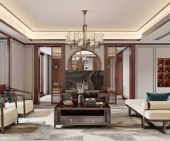 New Chinese Style A Living Room-ID:102360288