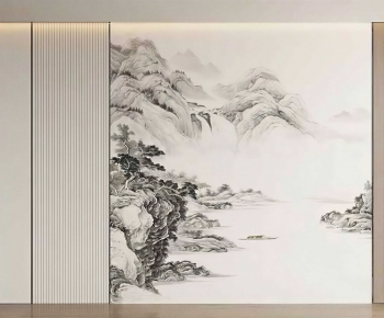 New Chinese Style TV Wall-ID:827519897