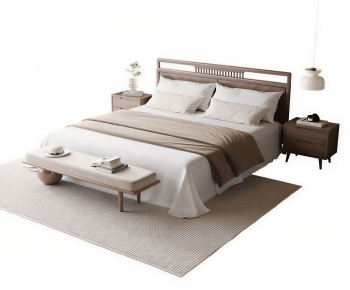 Wabi-sabi Style Double Bed-ID:118570381