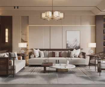 New Chinese Style A Living Room-ID:759836918