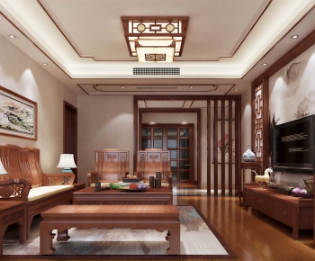 New Chinese Style A Living Room-ID:637727024
