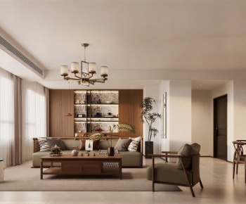 New Chinese Style A Living Room-ID:879424101