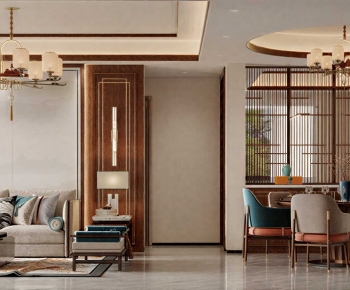 New Chinese Style A Living Room-ID:896600969