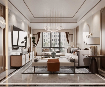 New Chinese Style A Living Room-ID:490053895