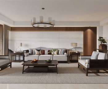 New Chinese Style A Living Room-ID:736711989