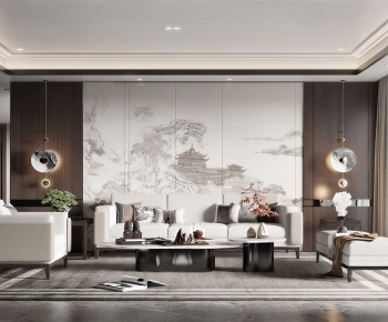 New Chinese Style A Living Room-ID:108829021