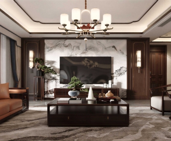 New Chinese Style A Living Room-ID:801790951