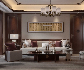 New Chinese Style A Living Room-ID:640908001