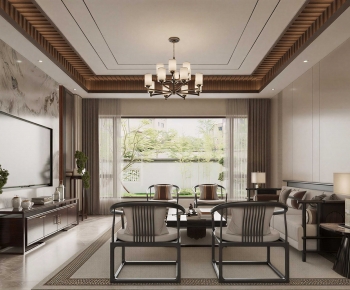 New Chinese Style A Living Room-ID:854851968