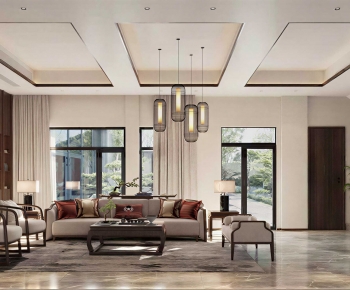 New Chinese Style A Living Room-ID:938215978