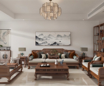 New Chinese Style A Living Room-ID:992774968