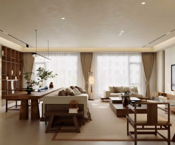 New Chinese Style A Living Room-ID:650542973
