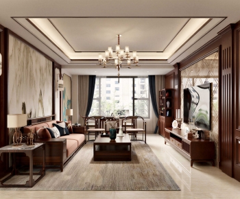New Chinese Style A Living Room-ID:939641037