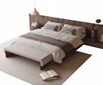 Wabi-sabi Style Double Bed-ID:366045001