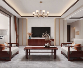 New Chinese Style A Living Room-ID:718833926